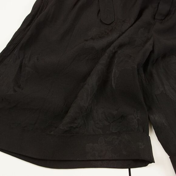 Nanushka Black Floral Jacquard Nagi Viscose Belted Shorts Unisex Sz M - Picture 9 of 10
